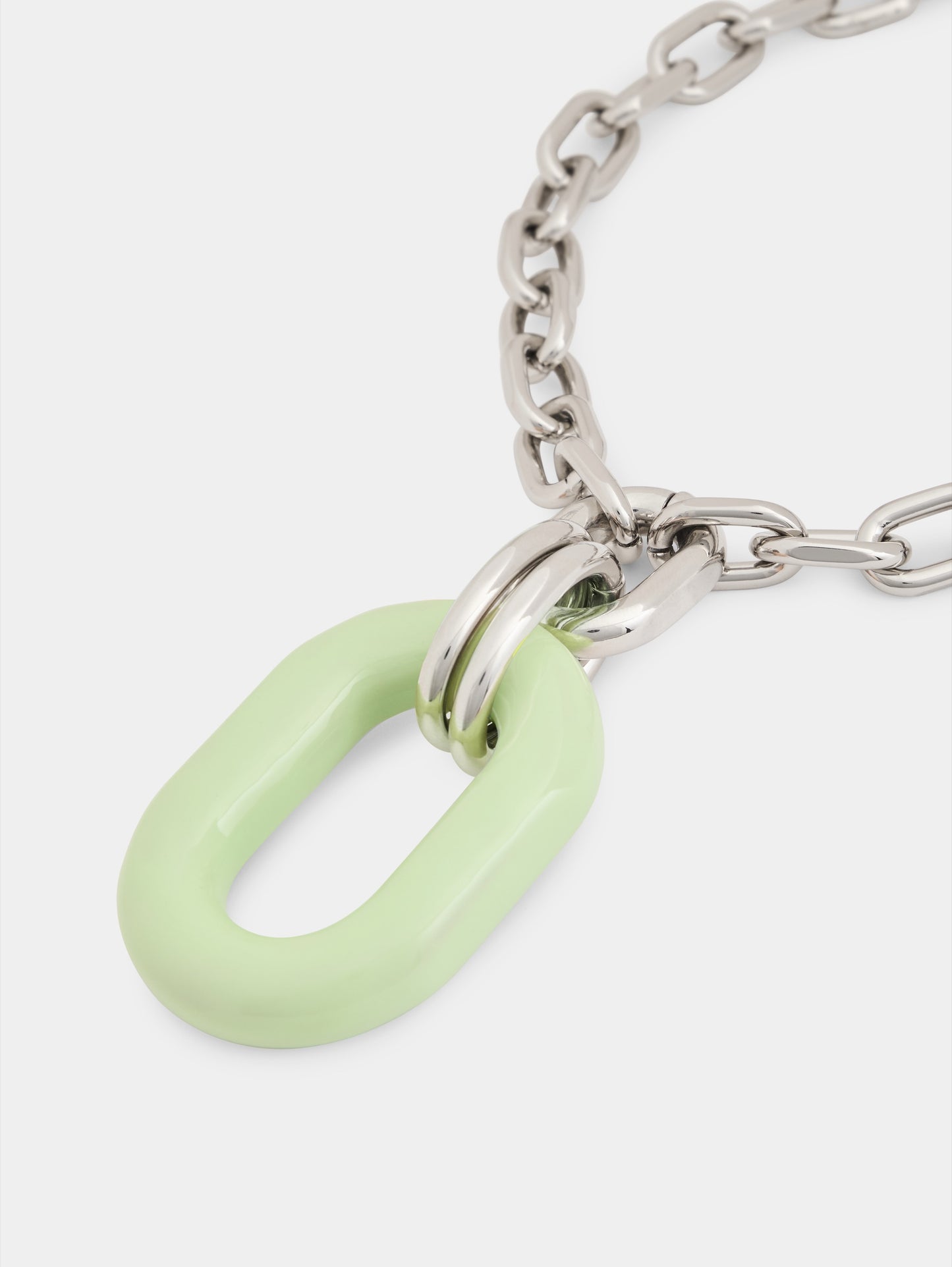 Necklace XL Link in bicolor silver and green