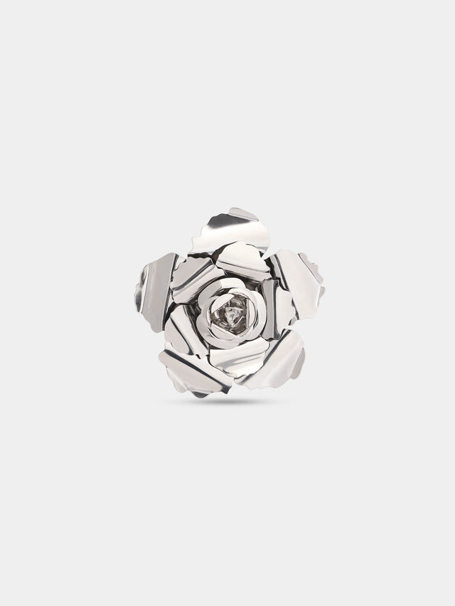 Metal silver flower hair clip - Image 1