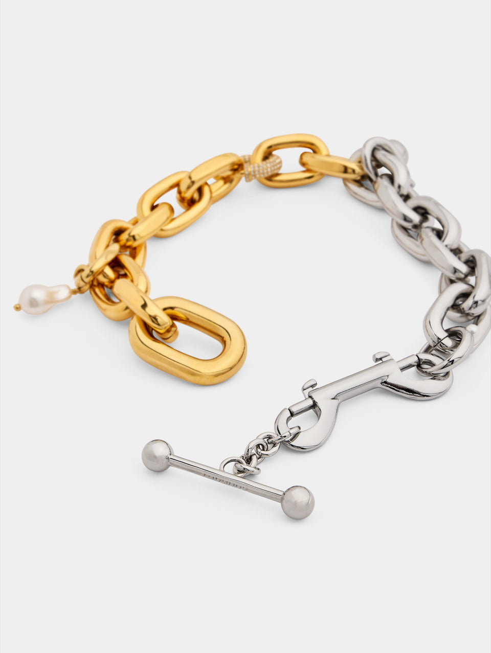 Necklace XL Link in bi-color punk style packshot side view 3 - Image 3