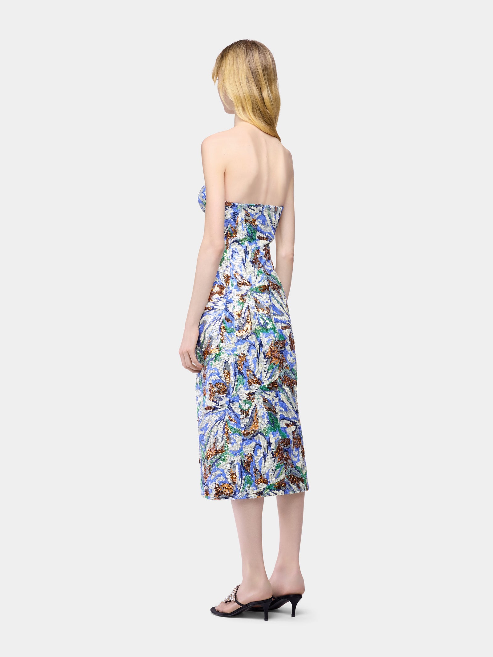 Midi Dress with Multicolor Floral-Shaped Sequin Embroidery position 3 - Image 3