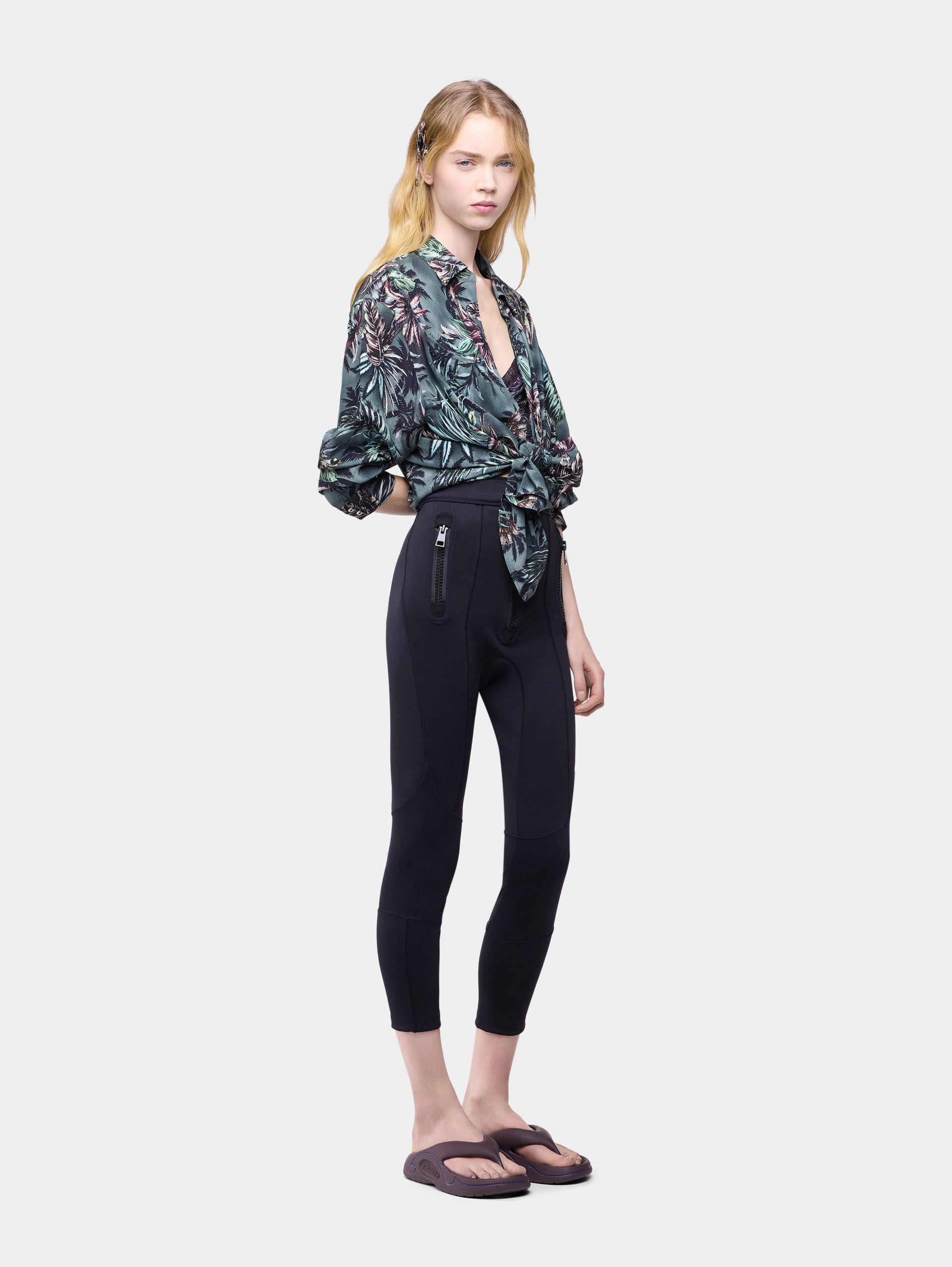 Oversized Shirt in Floral-Printed Silk Crepe packshot front view 3