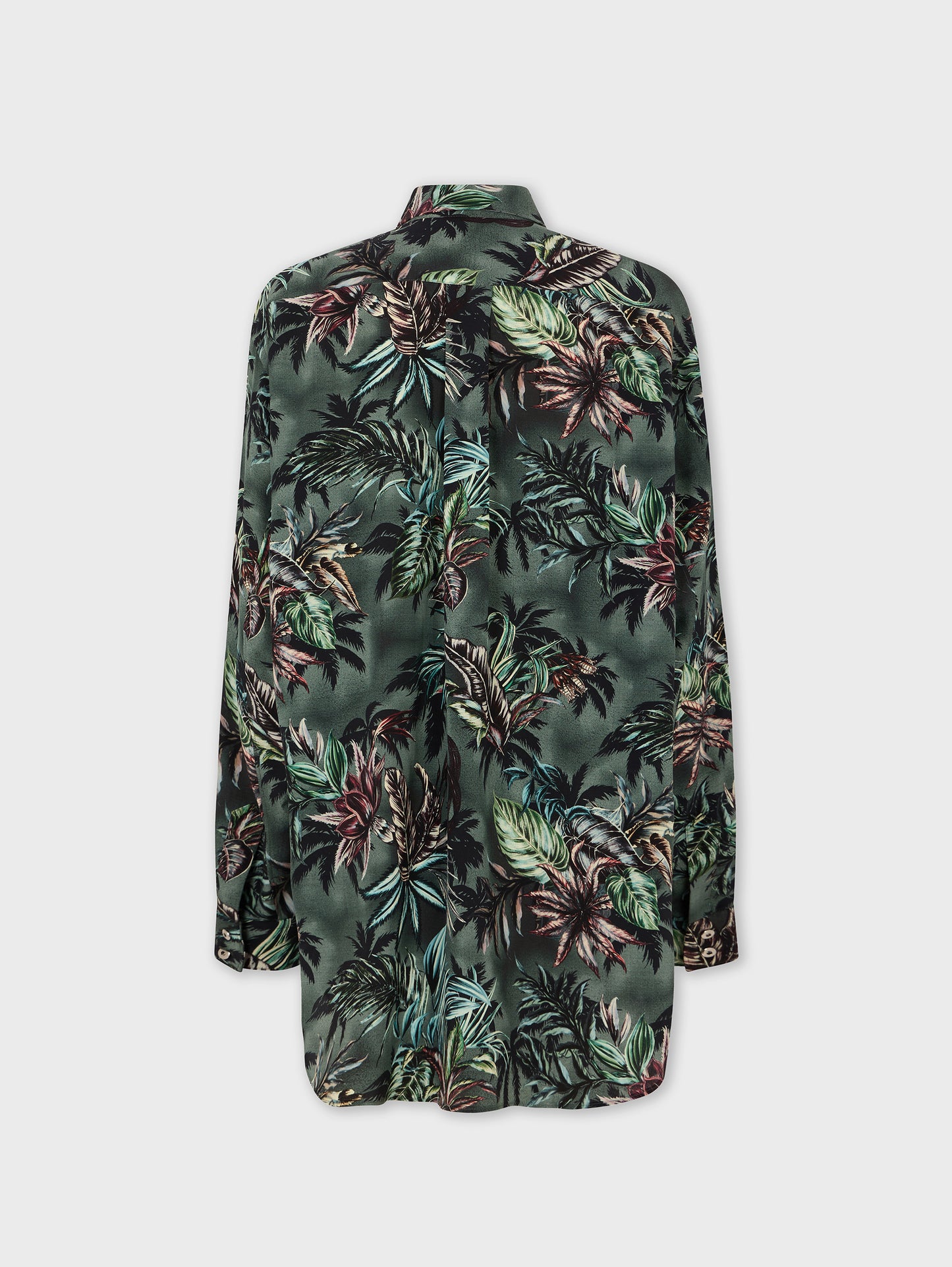 Oversized Shirt in Floral-Printed Silk Crepe