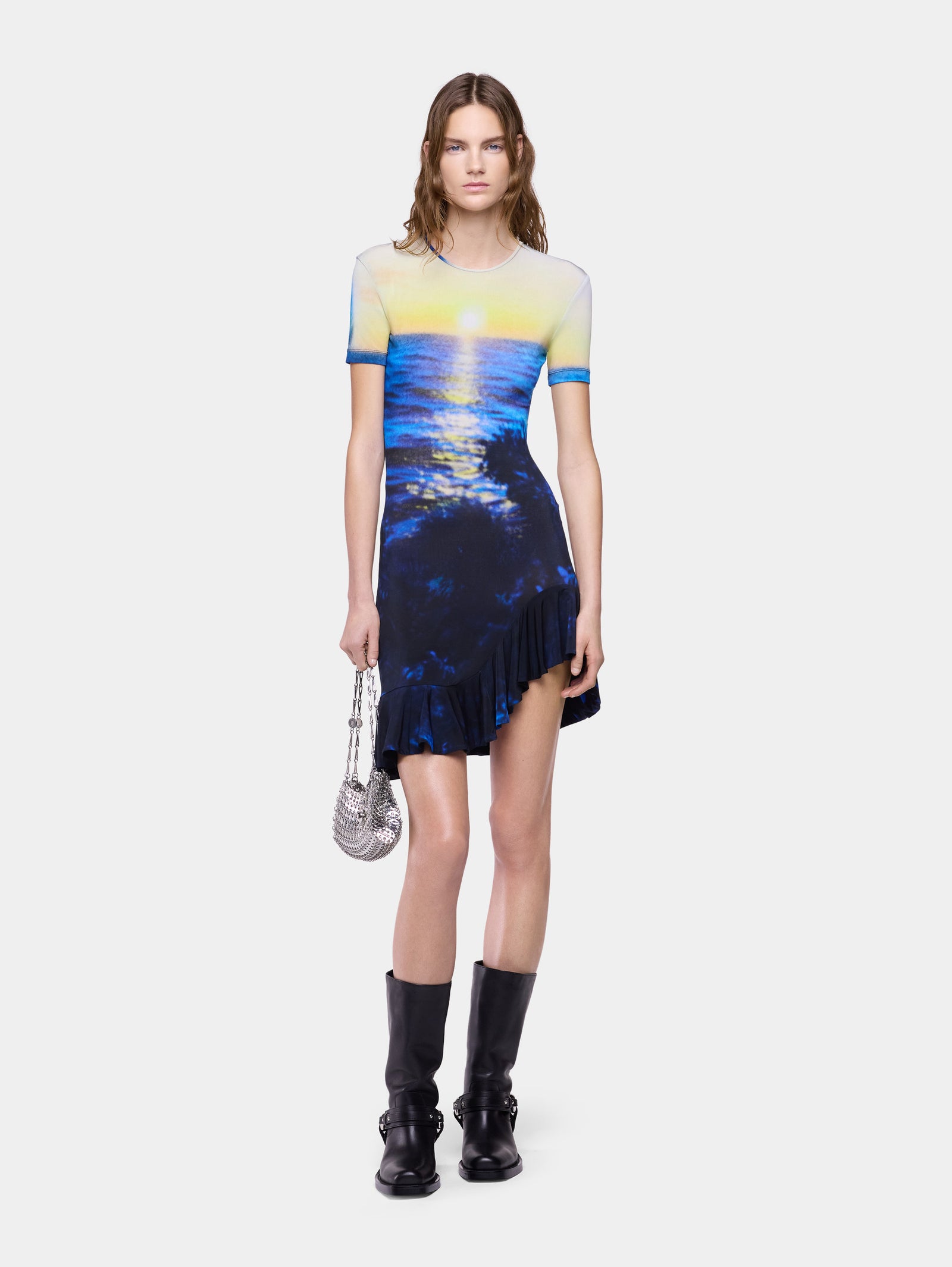 Mini Dress in Sunset-Printed Second-Skin Jersey position 1 - Image 2