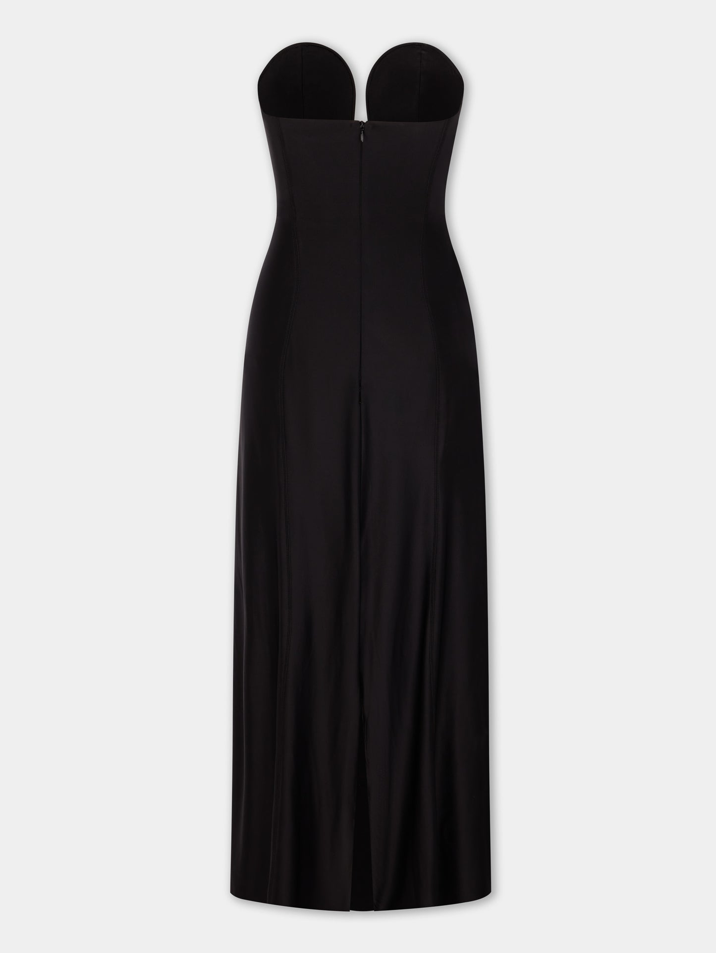 Robe midi en jersey de viscose noir avec bustier structuré en forme de cœur