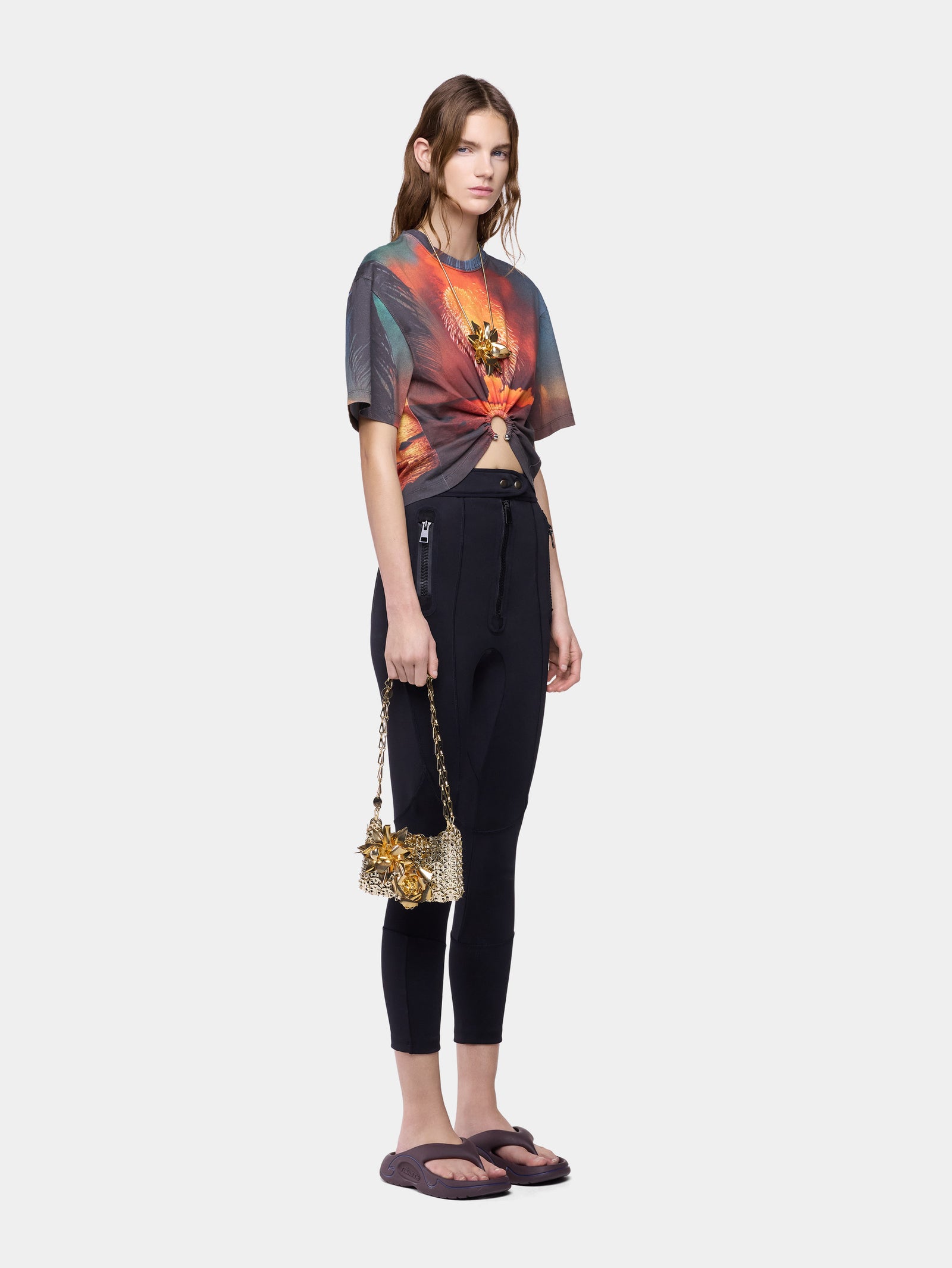 T-Shirt in Firework-Printed Cotton with Signature Piercing Detail position 3 - Image 3