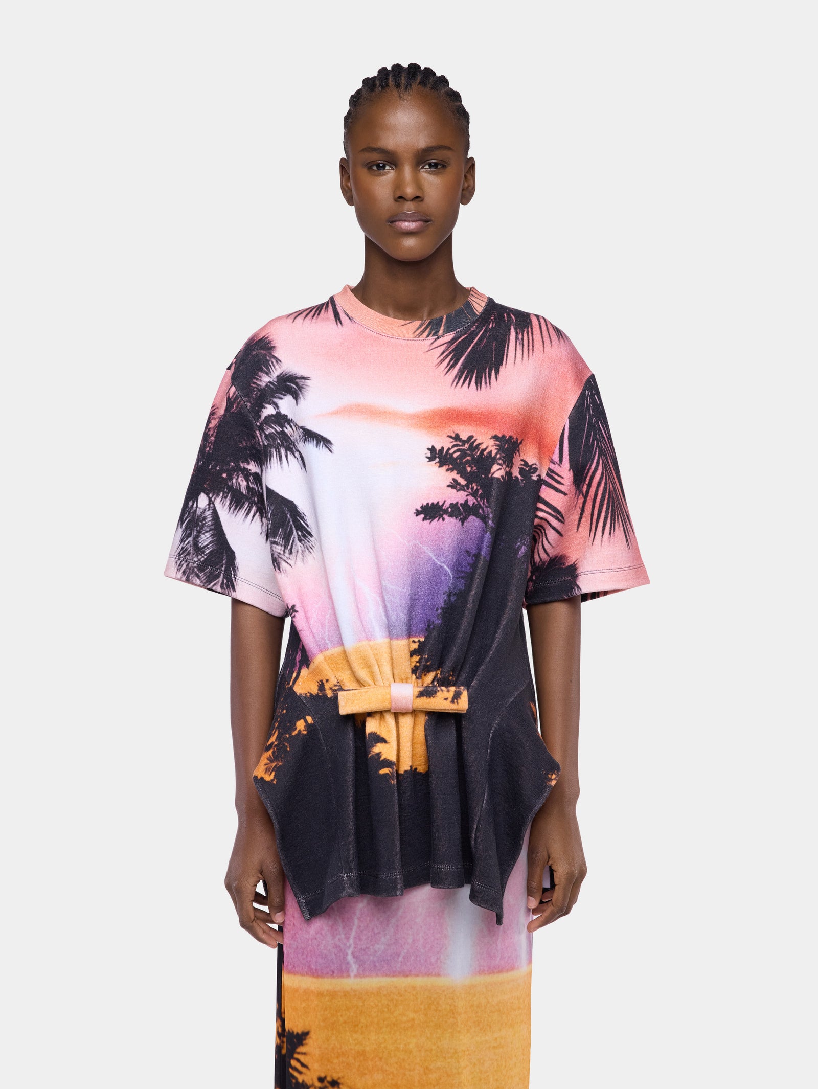 Tailored T-Shirt in Thunderstorm-Printed Cotton packshot front view 3 - Image 3