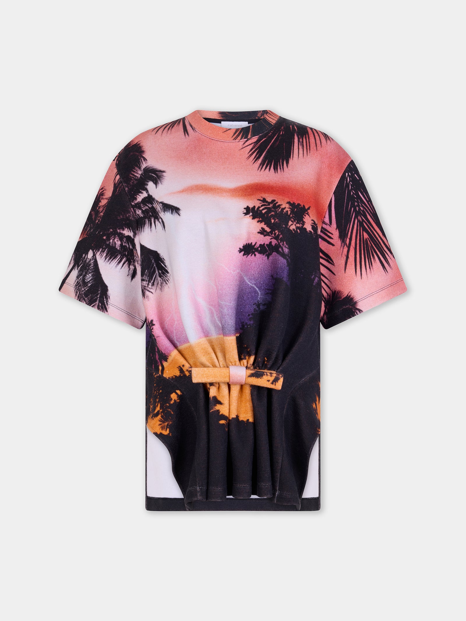 Tailored T-Shirt in Thunderstorm-Printed Cotton packshot front view 1 - Image 1