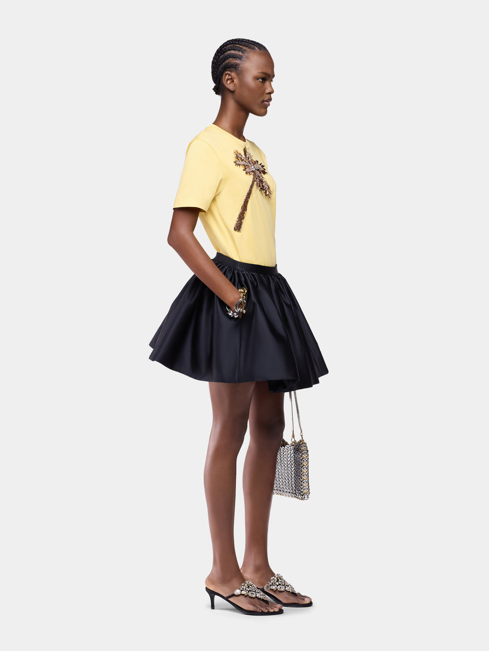 Mini skirt in black satin - Image 3