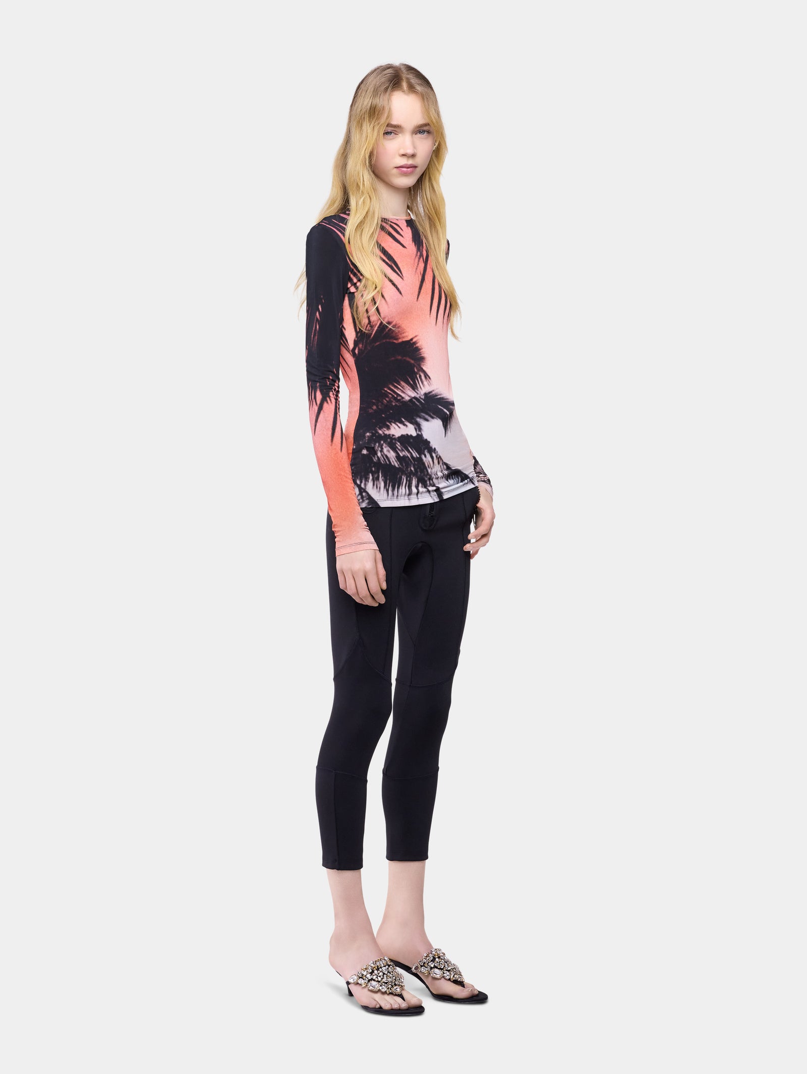 Long-Sleeved Top in Thunderstorm-Printed Second-Skin Jersey position 2 - Image 3
