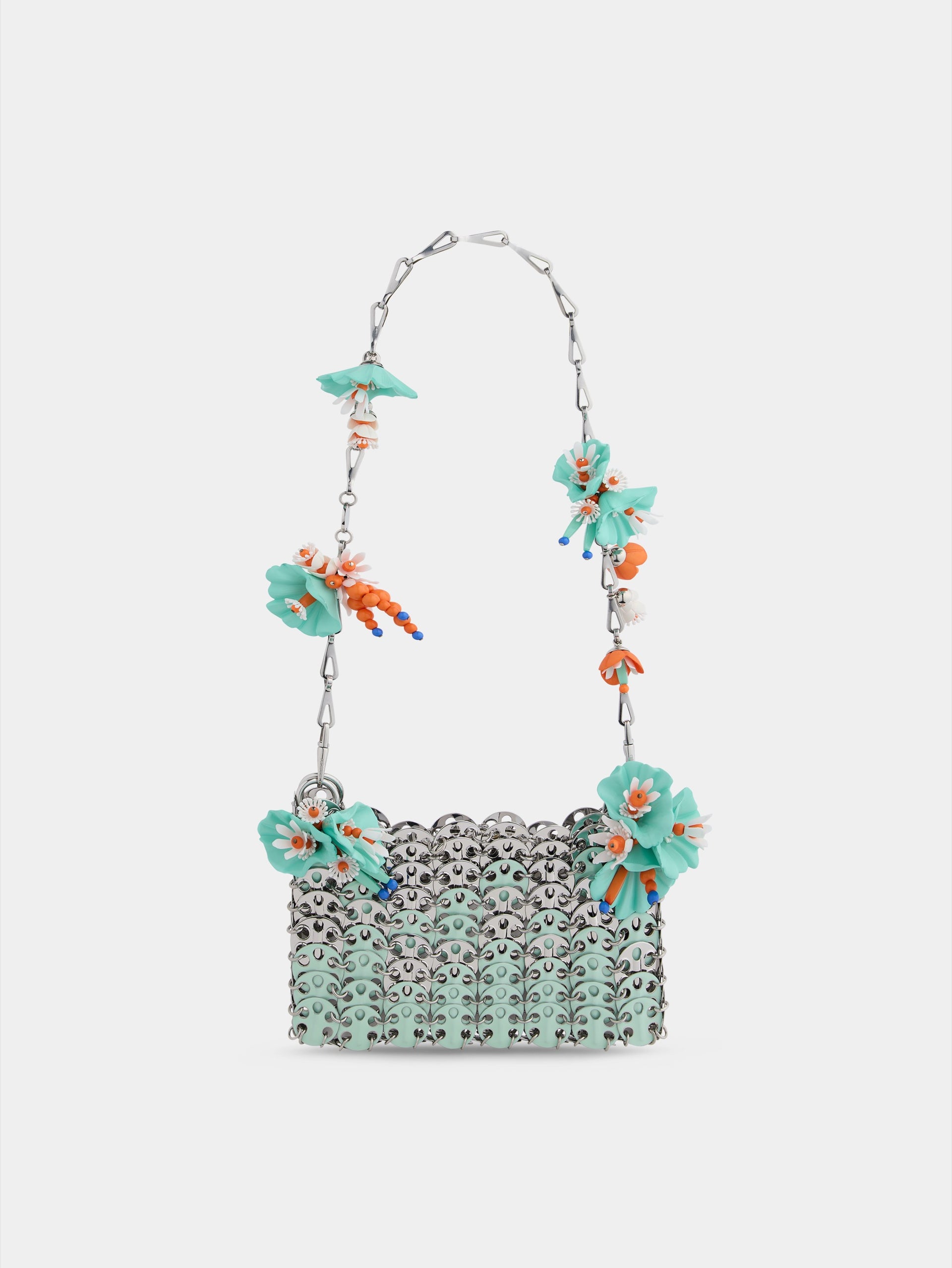 1969 Nano bicolor silver and green bag with flower details position 1