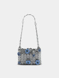1969 Nano silver bag with blue strass flower details