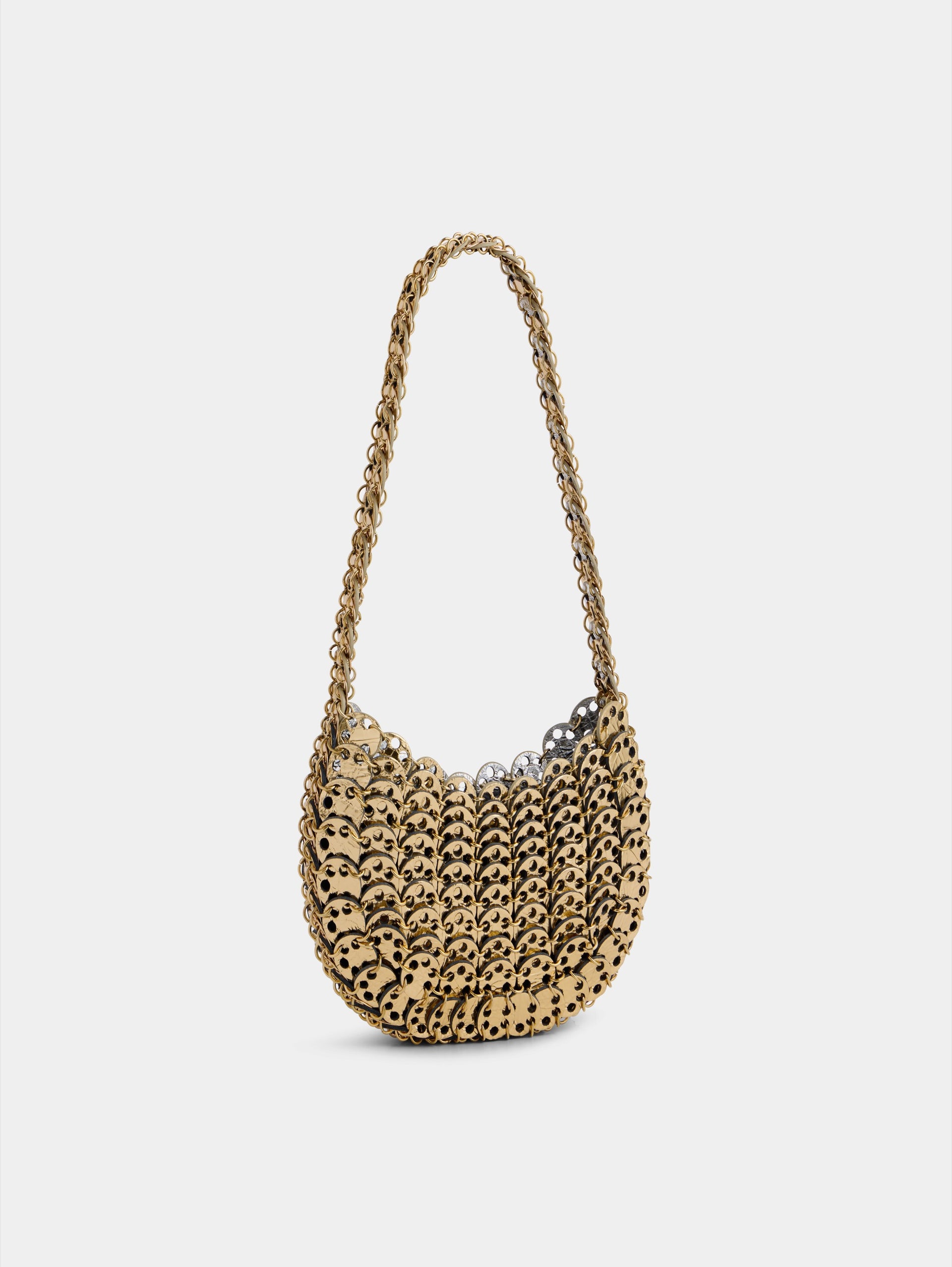 Moon Flip Bag in reversible silver and gold leather packshot side view 5