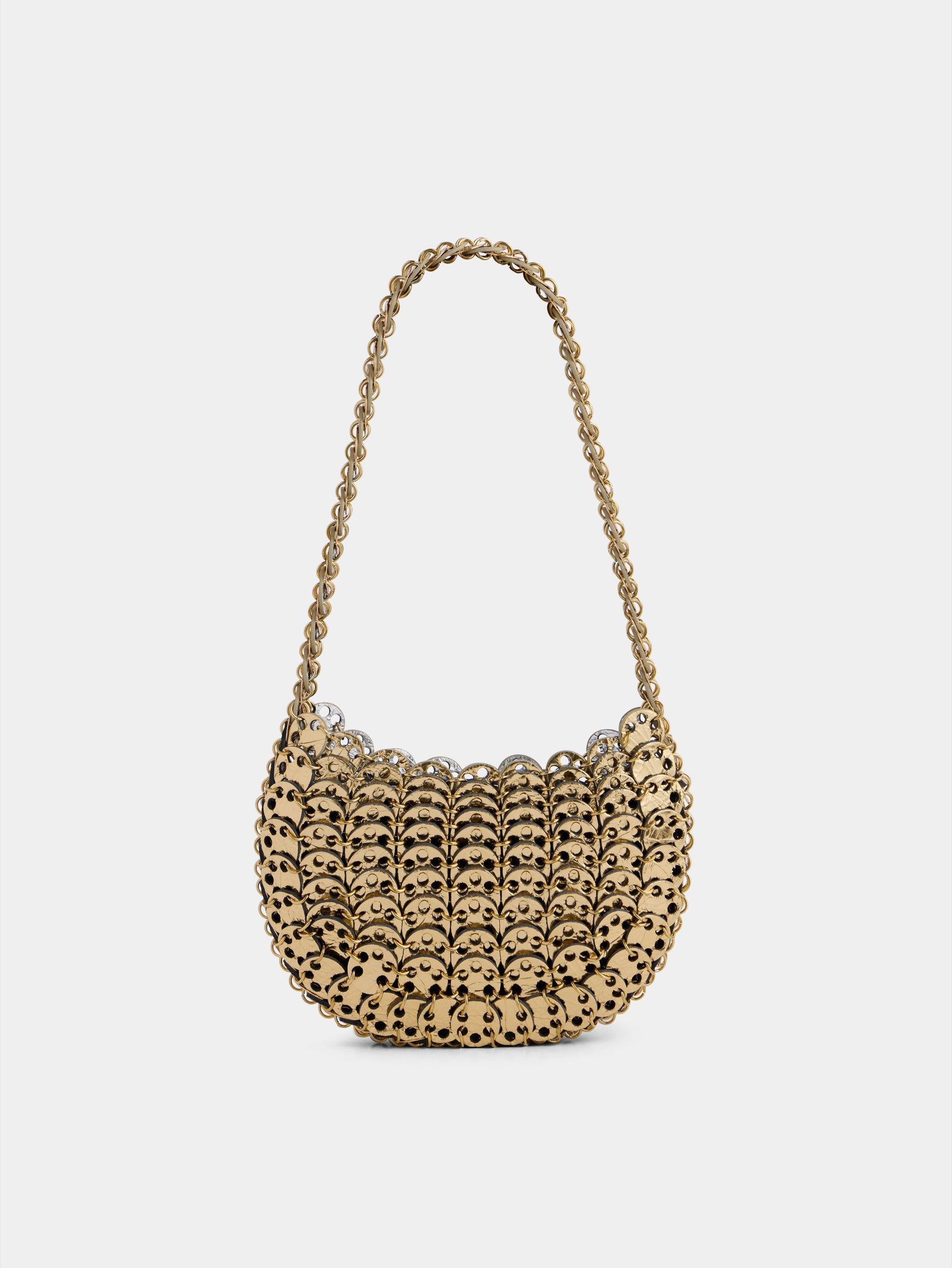 Moon Flip Bag in reversible silver and gold leather packshot side view 1