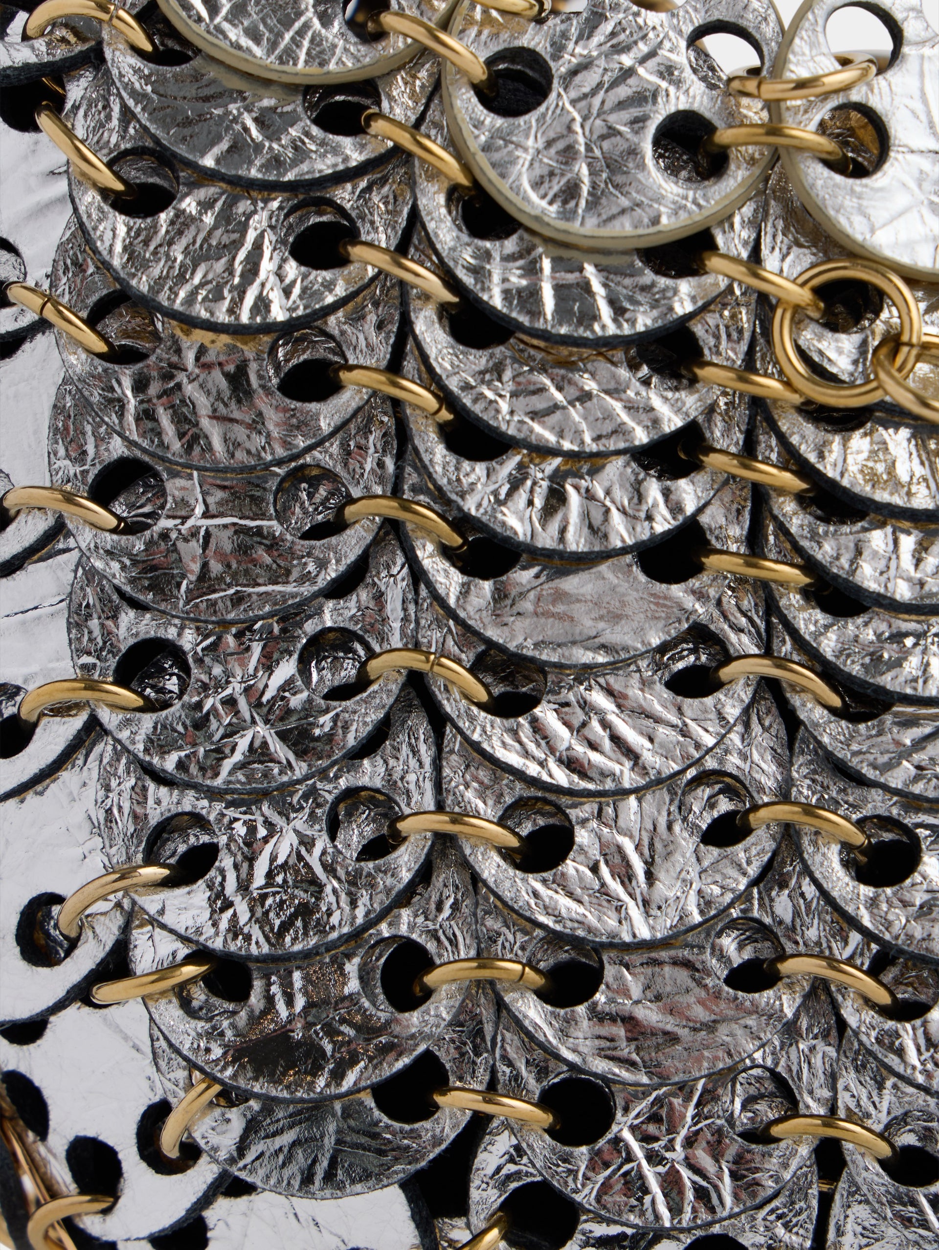 Moon Flip Bag in reversible silver and gold leather packshot side view 6