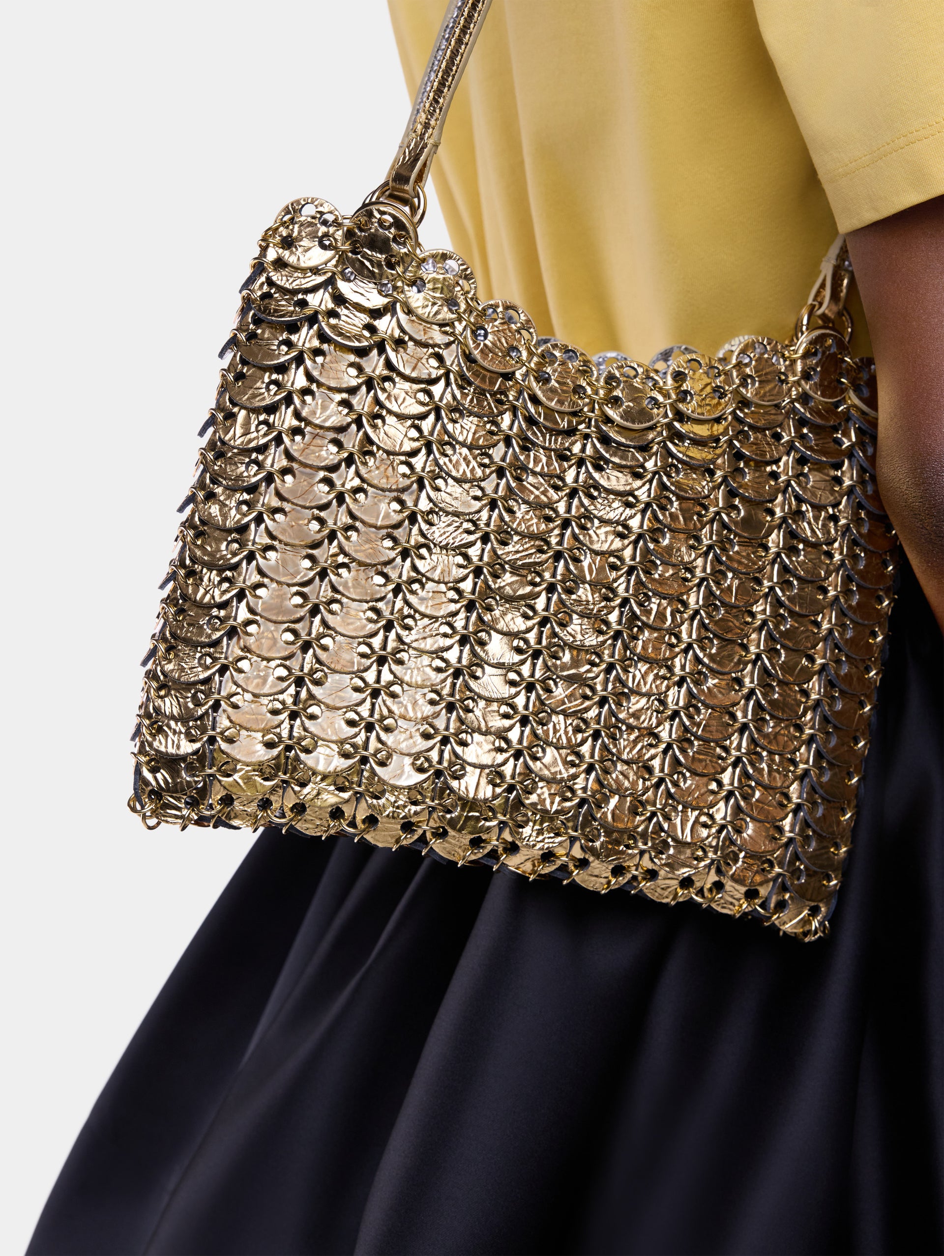 8969 Flip bag in reversible silver and gold leather packshot side view