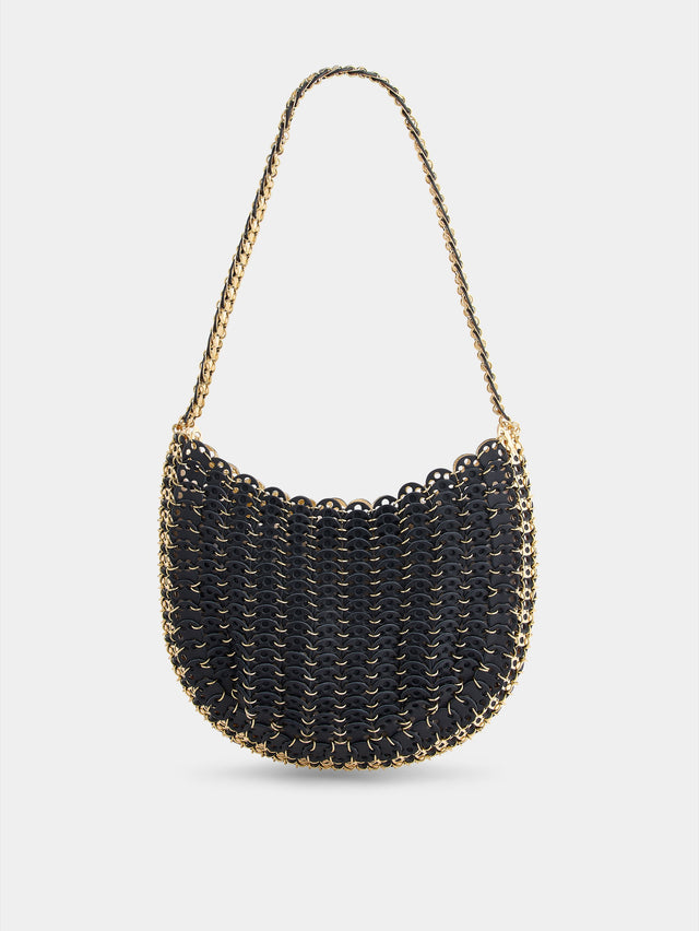 Moon Hobo Flip Bag in reversible black and gold leather - Image 1