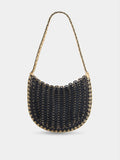 Sac Moon Hobo Flip en cuir réversible noir et or