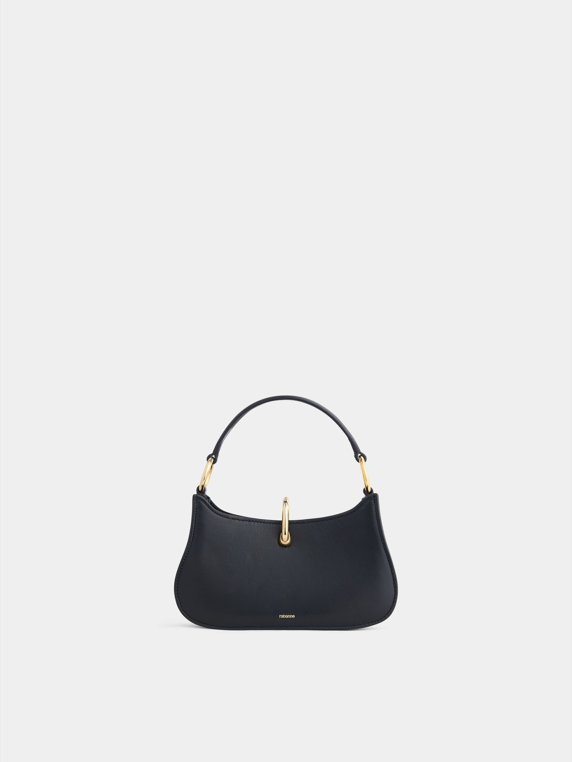 Micro Ring Black Leather Bag position 1