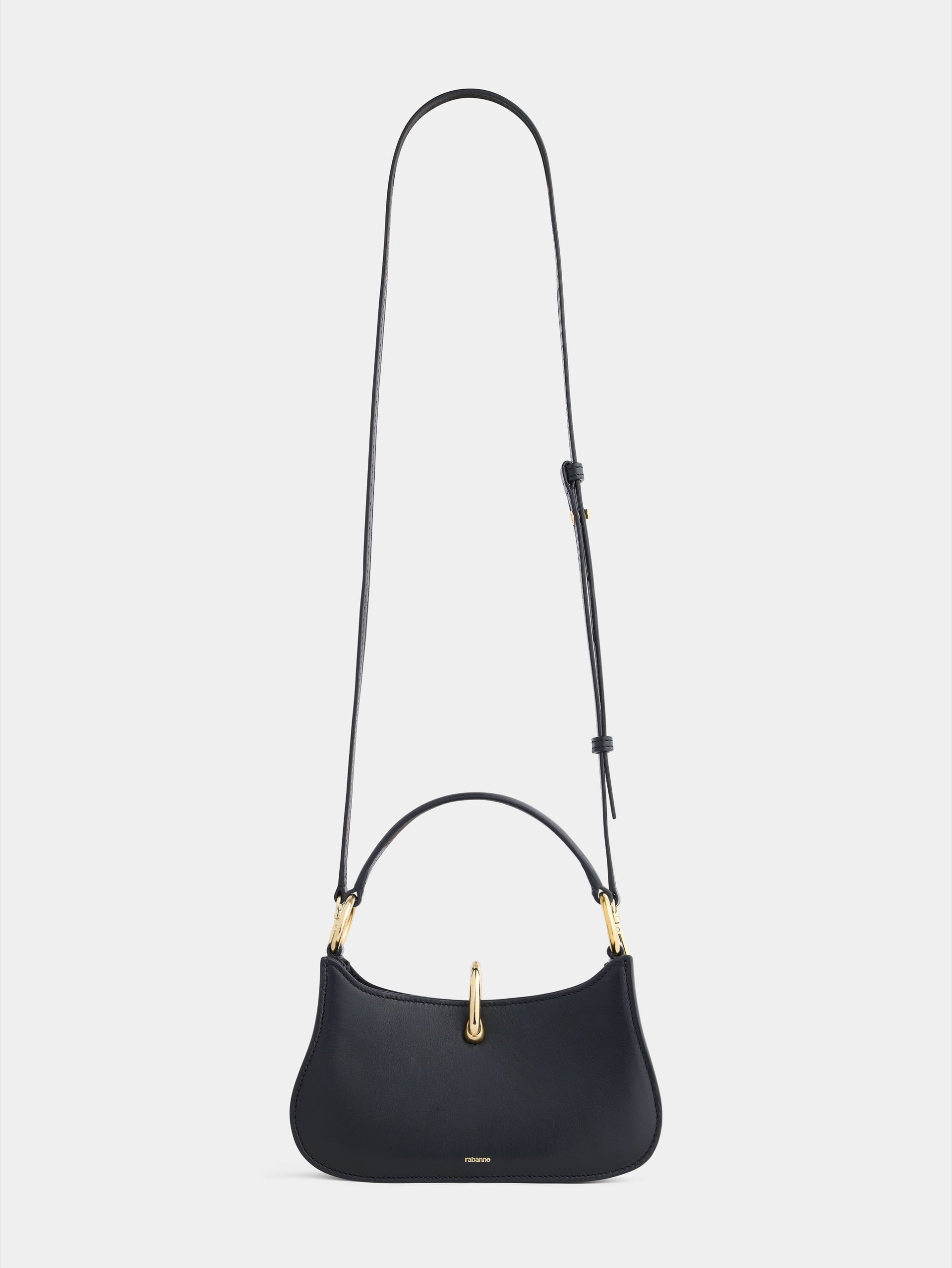 Micro Ring Black Leather Bag position 4