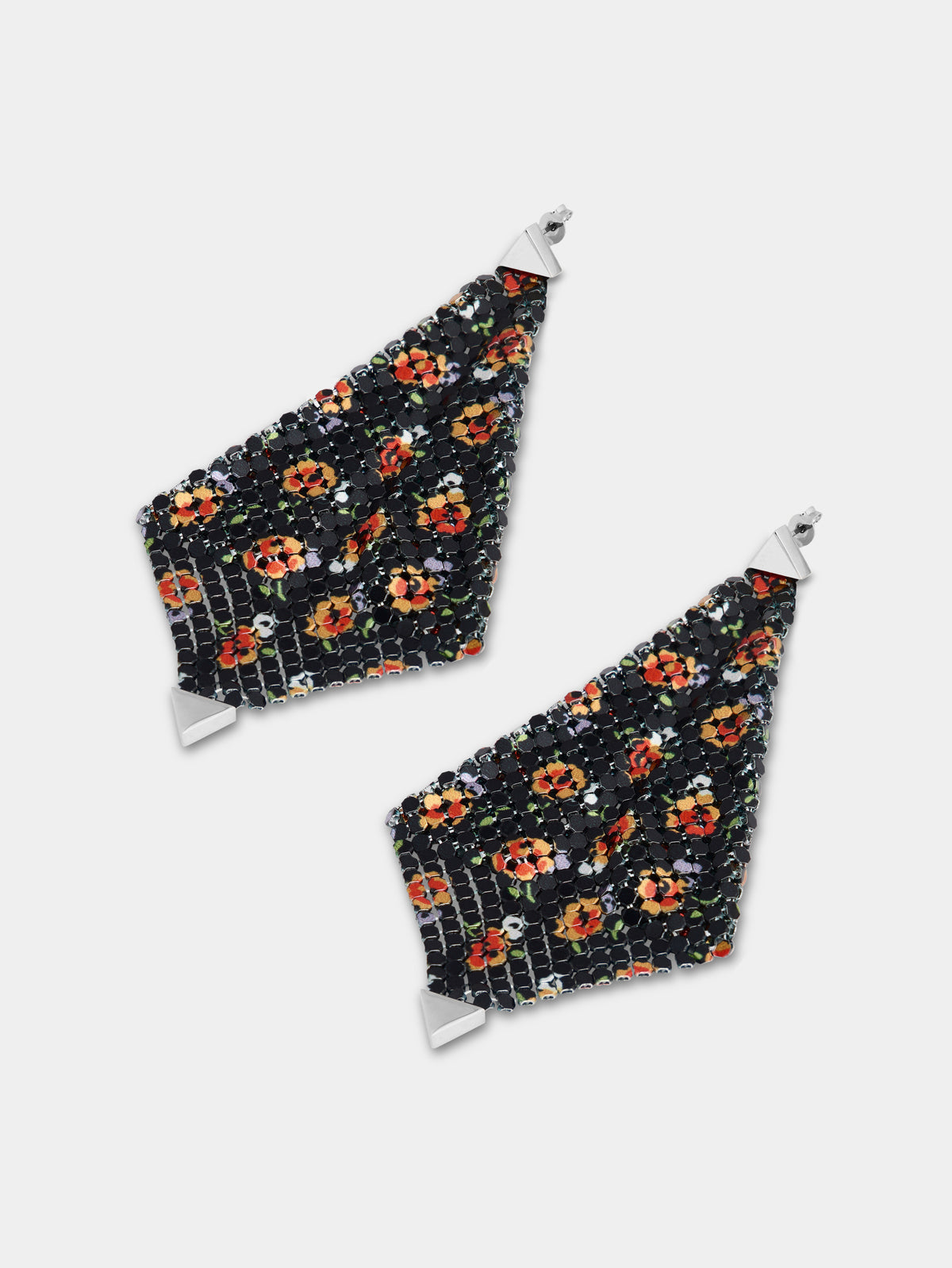 Black liberty print mesh earrings