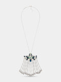 Strass jewel necklace in silver and blue