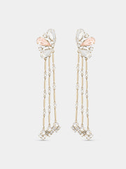 Boucles d'oreilles bijou strass or clair et rose