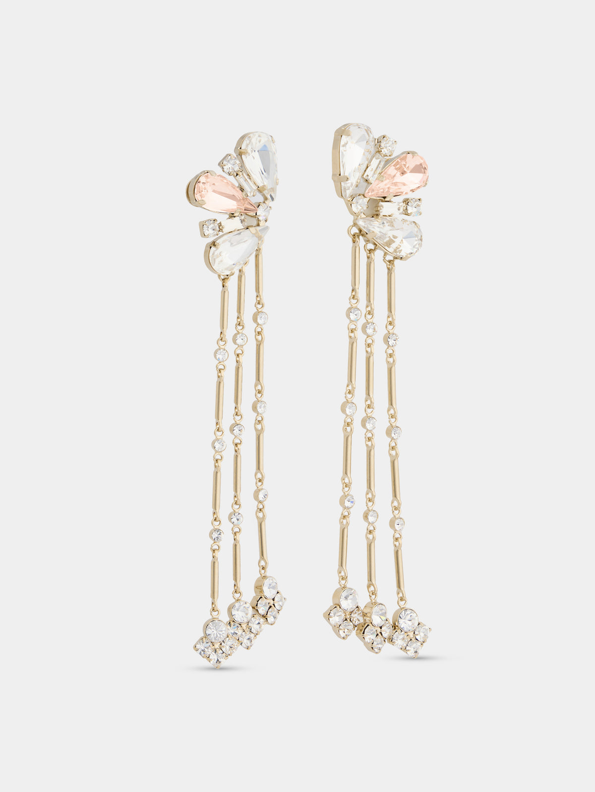 Strass jewel earrings in light gold and pink - Image 3