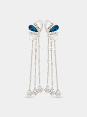 Strass jewel earrings in silver and blue