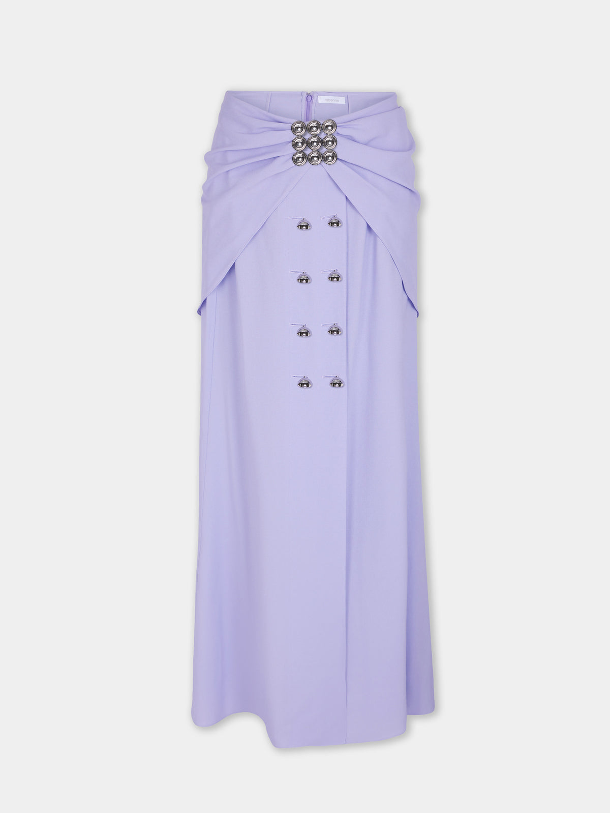 Jupe midi lilas Dinh Van x Rabanne avec ornements bijou argentés - Image 1