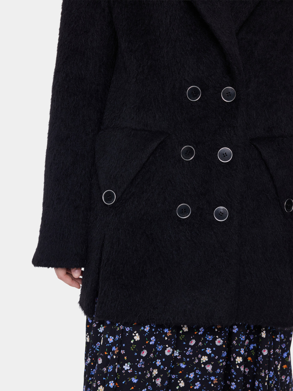 Manteau court structuré en laine noire