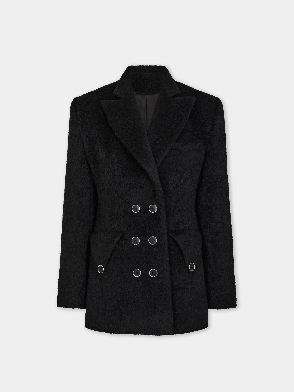 Short structured coat in black wool - Image 1