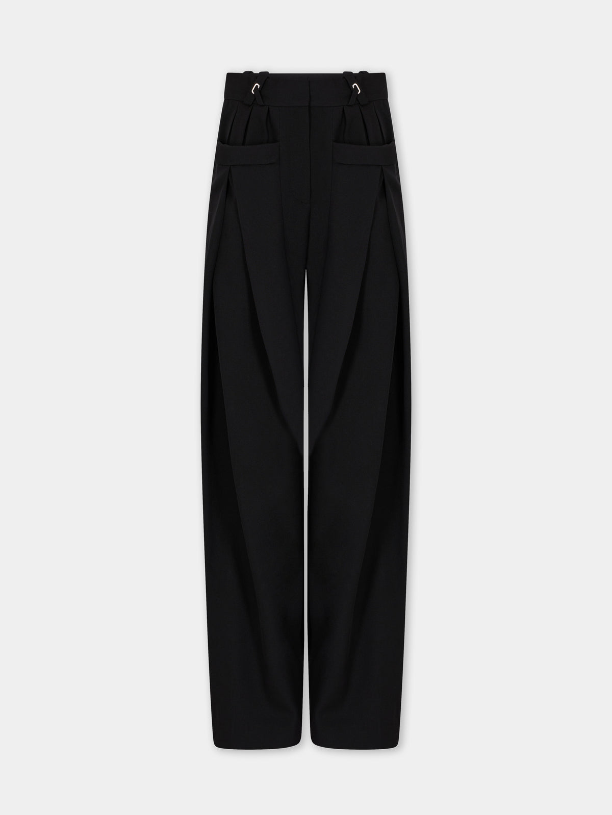 Tailored wide leg trousers in black wool - Image 1