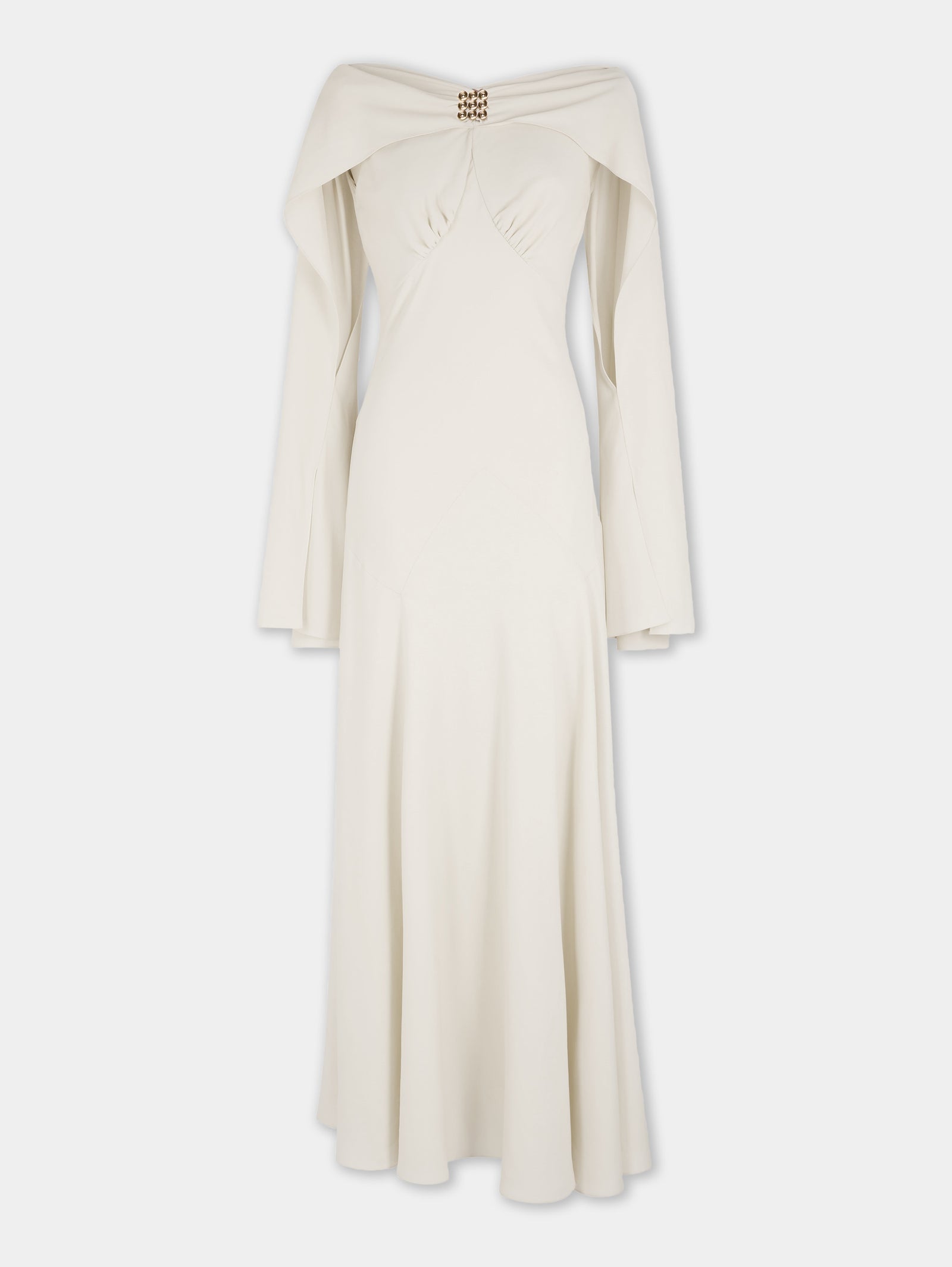 Robe longue crème Dinh Van x Rabanne avec ornements bijou argentés - Image 1