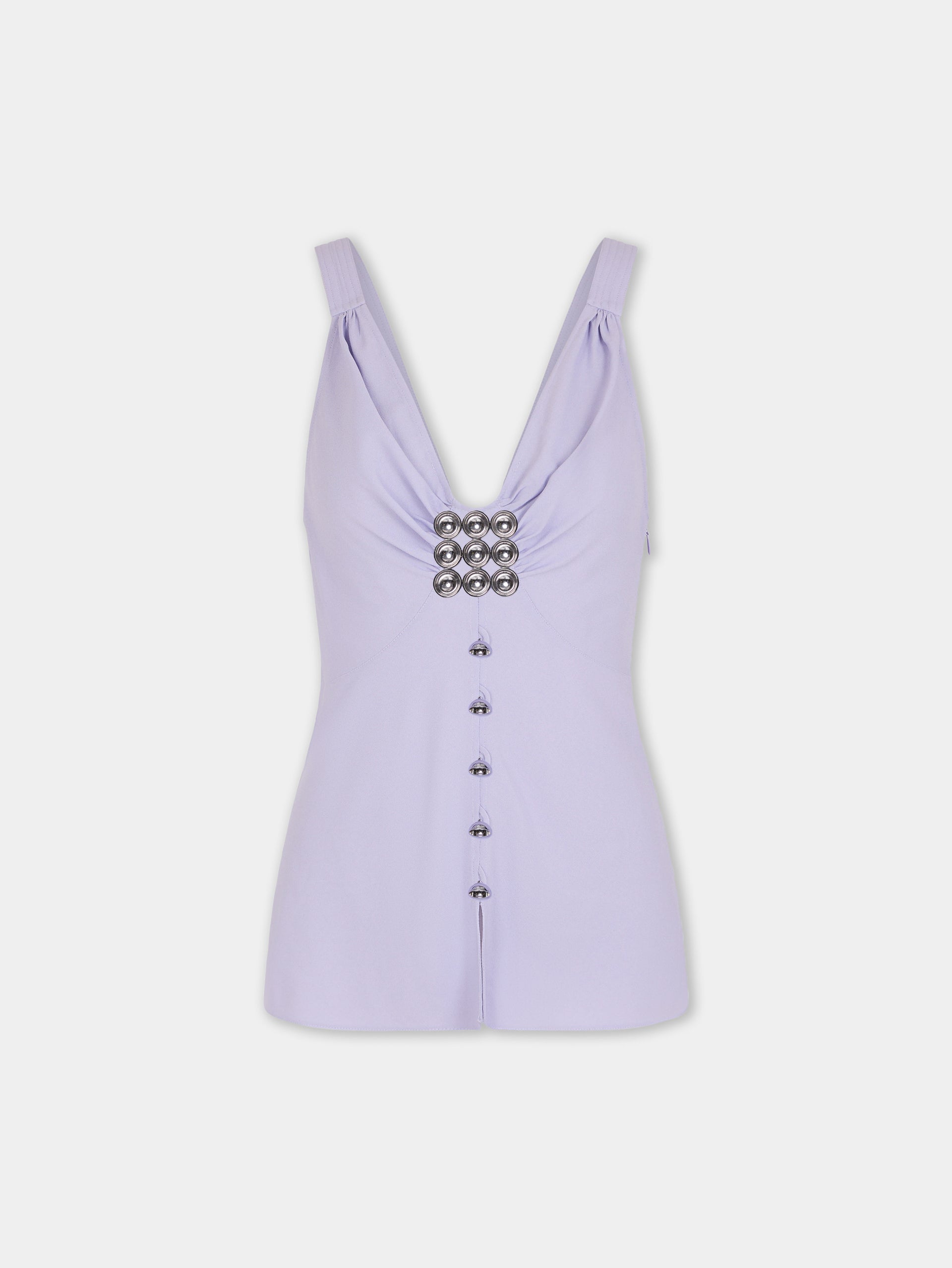 Top lilas Dinh Van x Rabanne avec ornements bijou argentés
