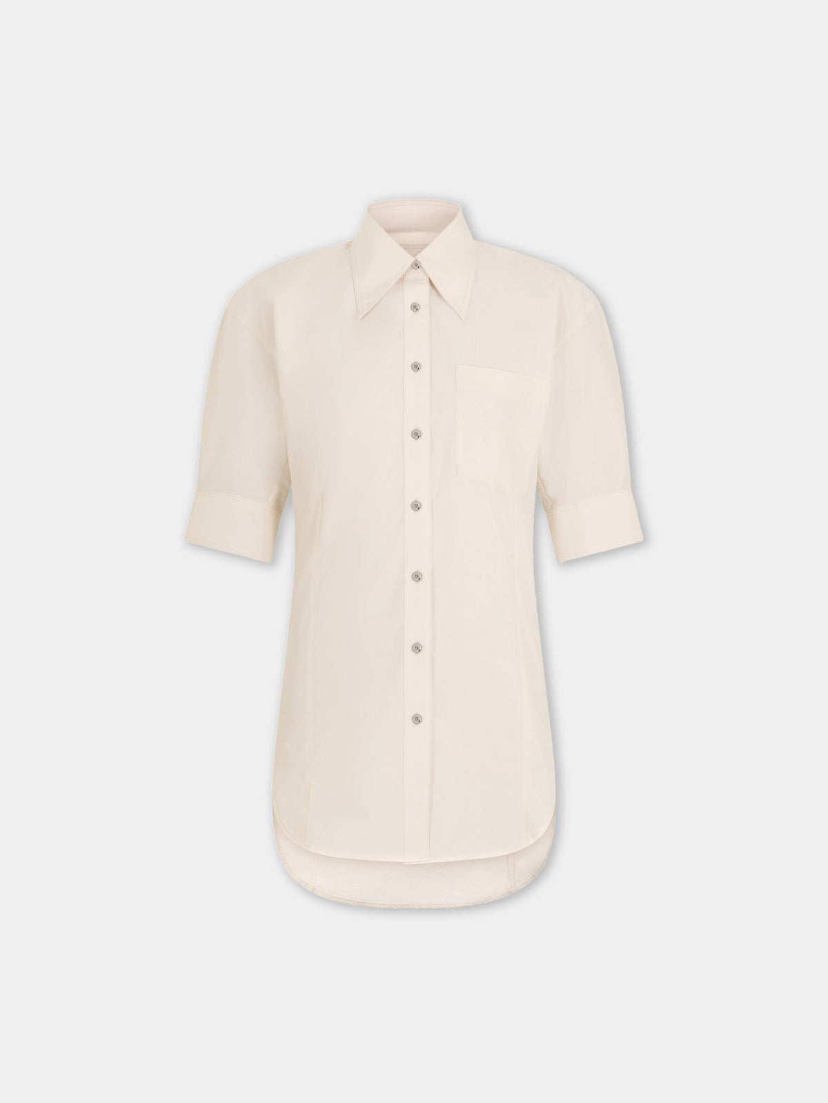 White poplin fitted shirt with jewelery buttons - Image 1