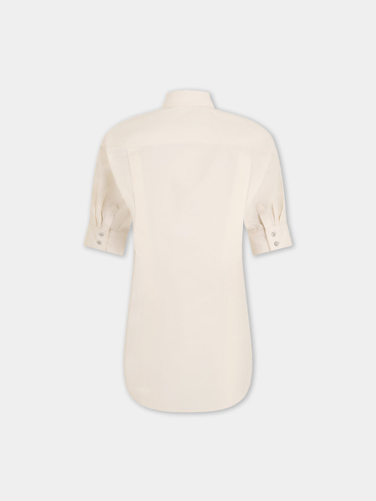 White poplin fitted shirt with jewelery buttons
