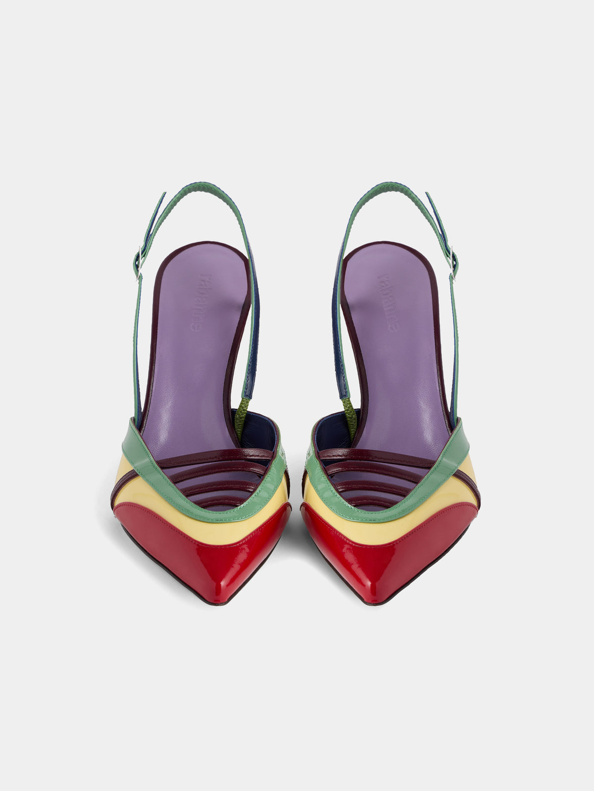 Slingback pumps in multicolored red patent leather