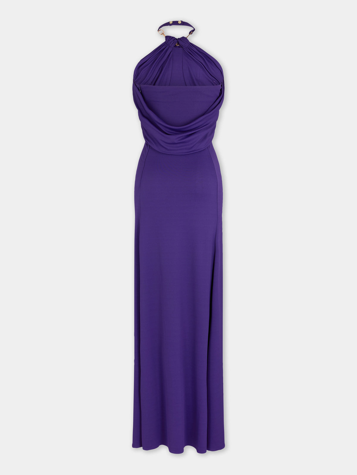 Robe longue violette Dinh Van x Rabanne ornée de détails chaîne signature