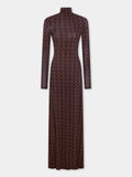Maxi dress in black liberty print second skin jersey