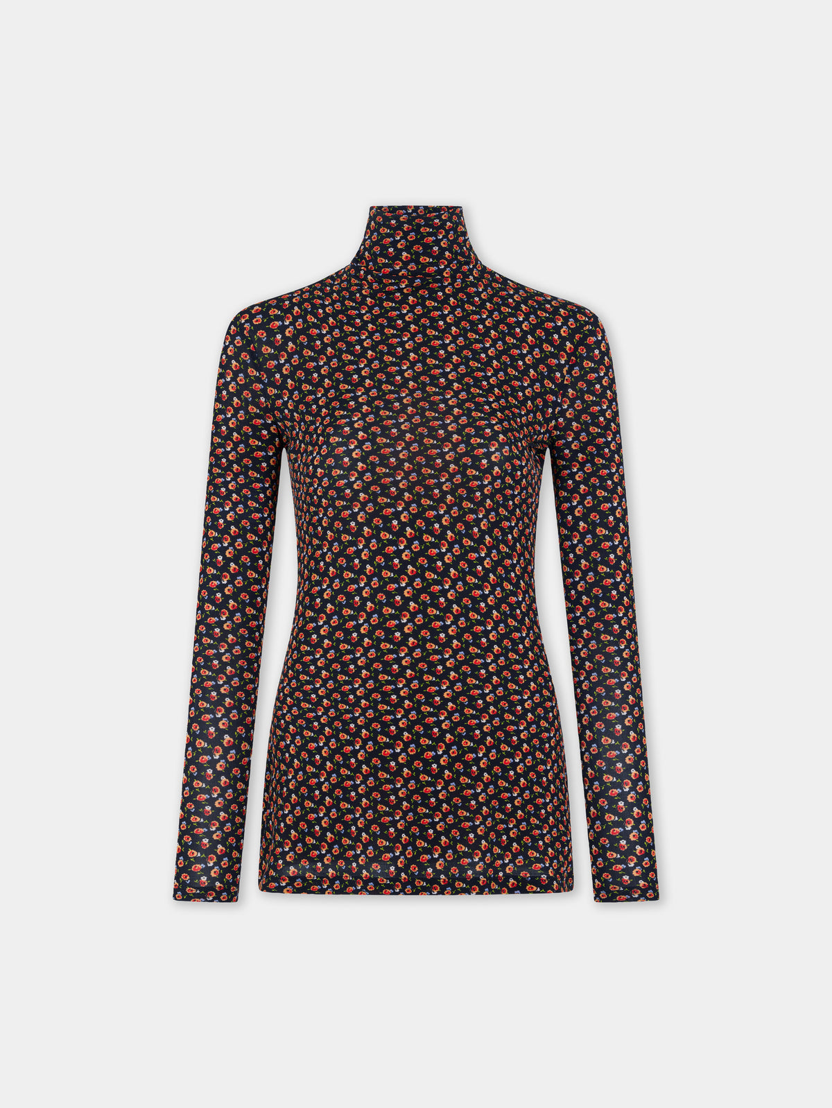 Long sleeved top in black liberty print second skin jersey - Image 1
