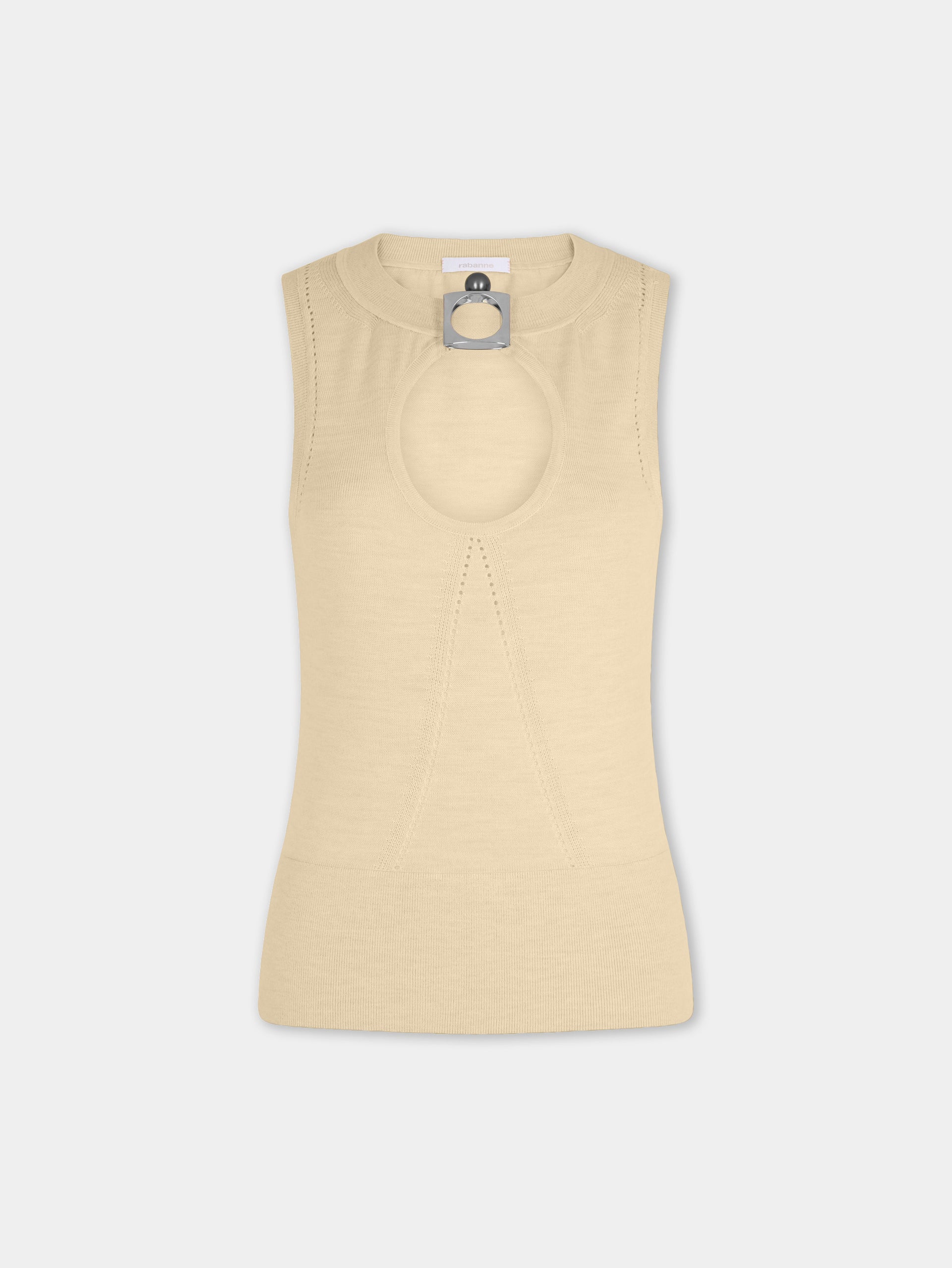Top en maille jaune Dinh Van x Rabanne avec bijoux signature