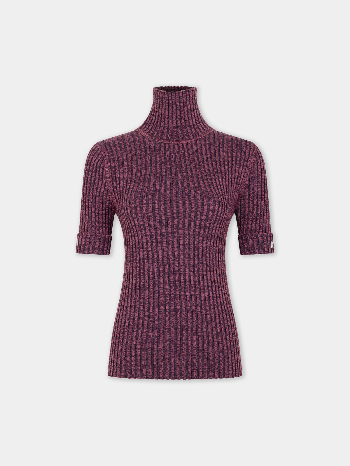 Top en maille de laine violette chiné à col roulé - Image 1
