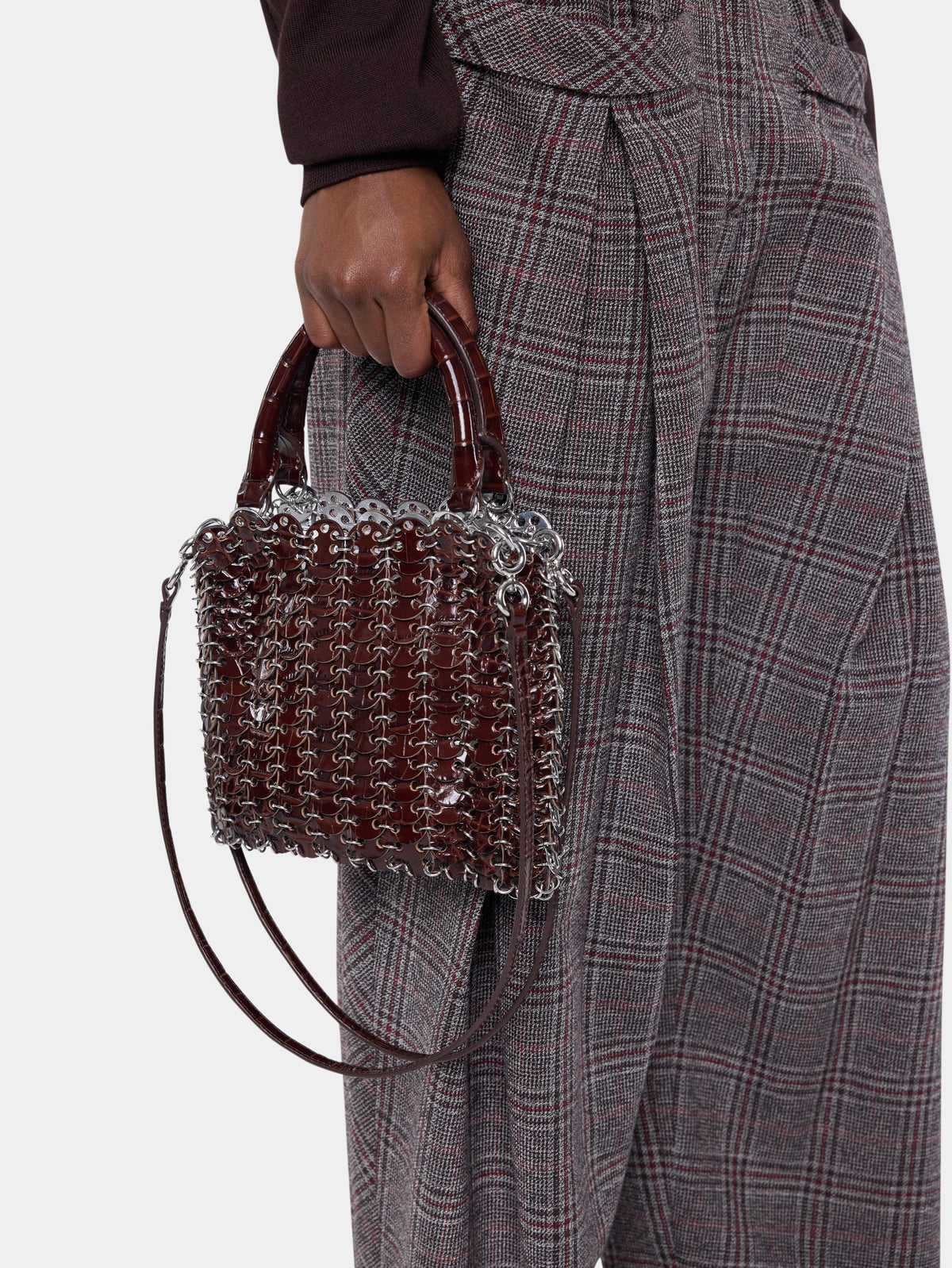 1969 Flip bag in reversible brown embossed and silver leather - Image 3