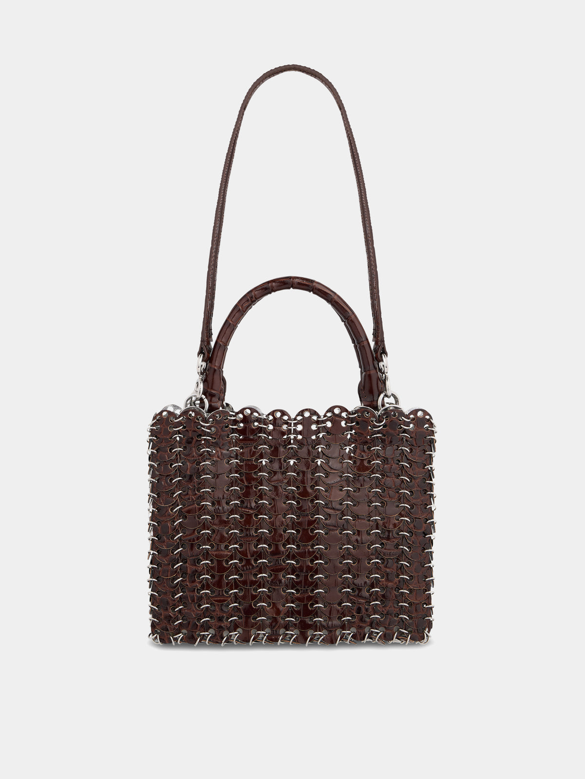 1969 Flip bag in reversible brown embossed and silver leather - Image 1