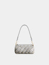 Small Baguette bag in silver leather with tone on tone eyelets
