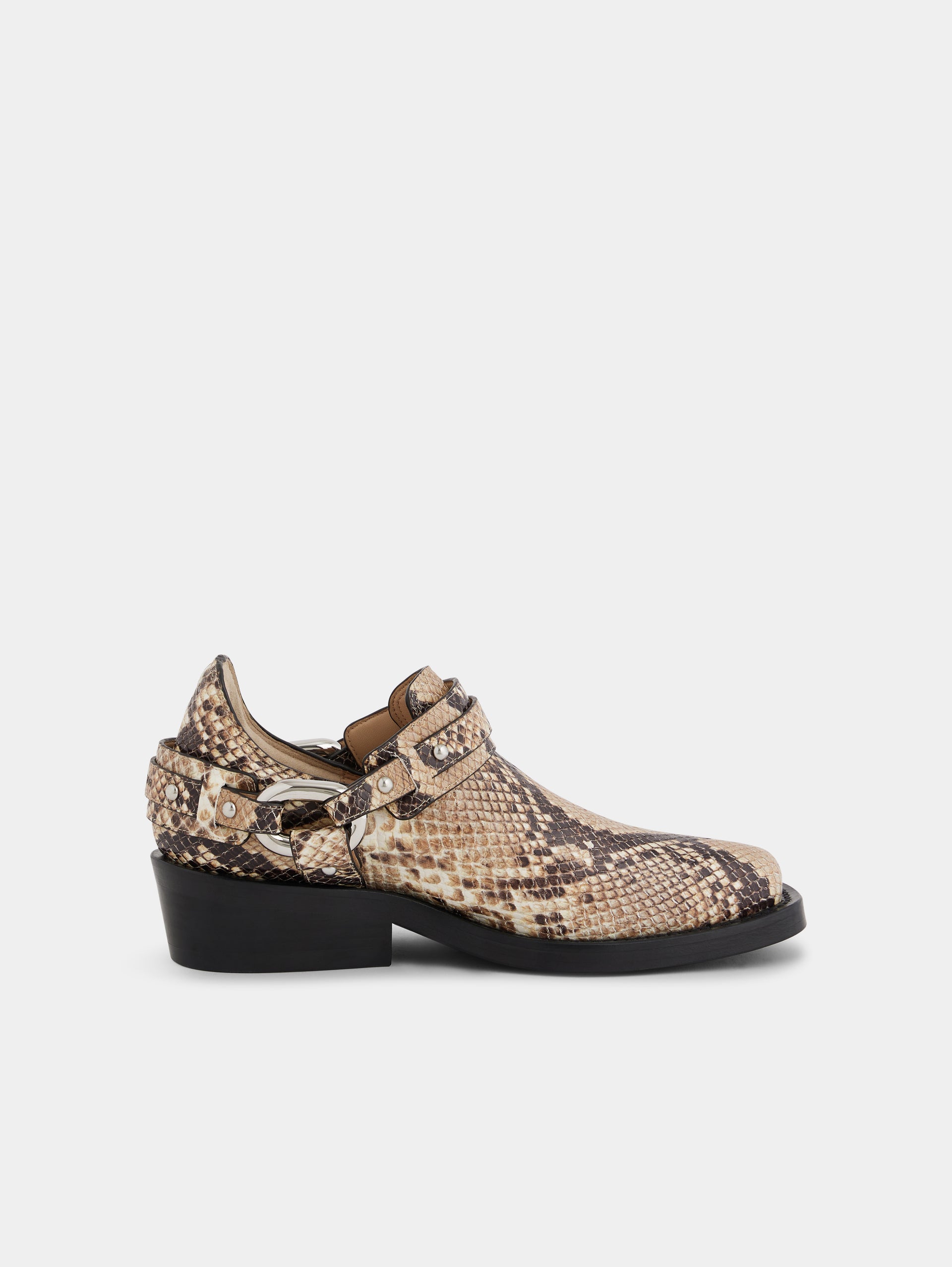 Biker ankle boots in leather snake position 1