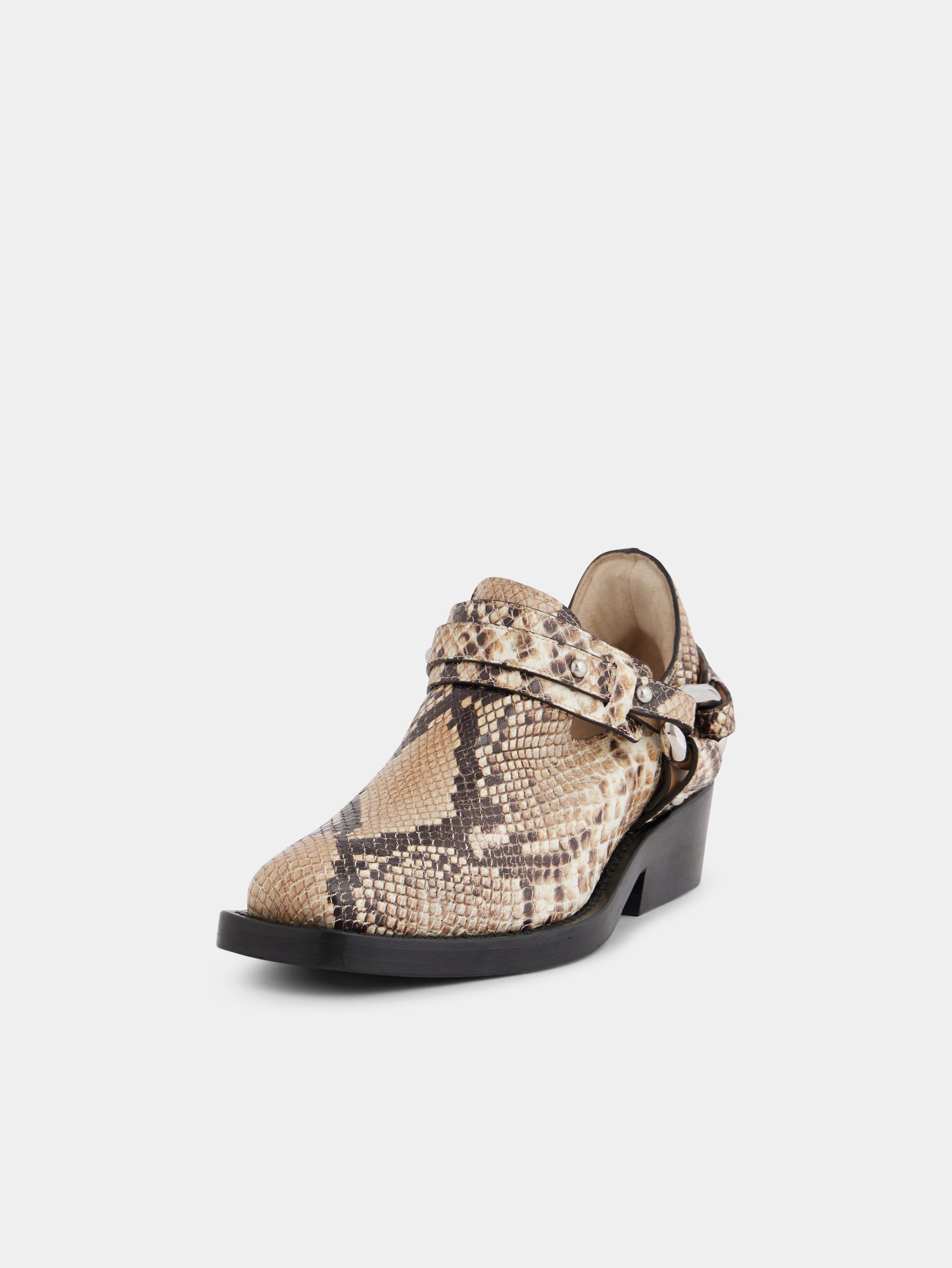 Biker ankle boots in leather snake position 2