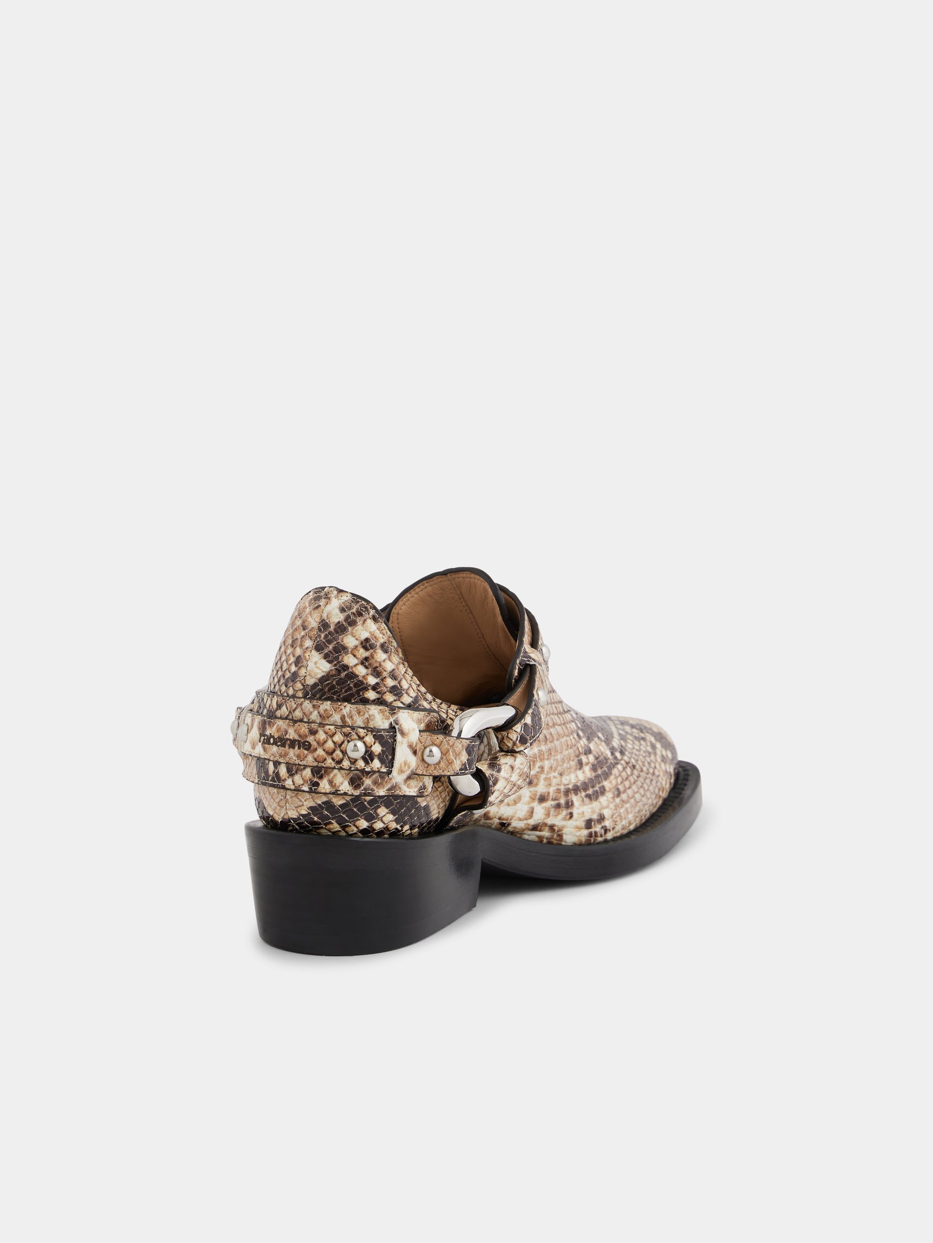 Biker ankle boots in leather snake position 4