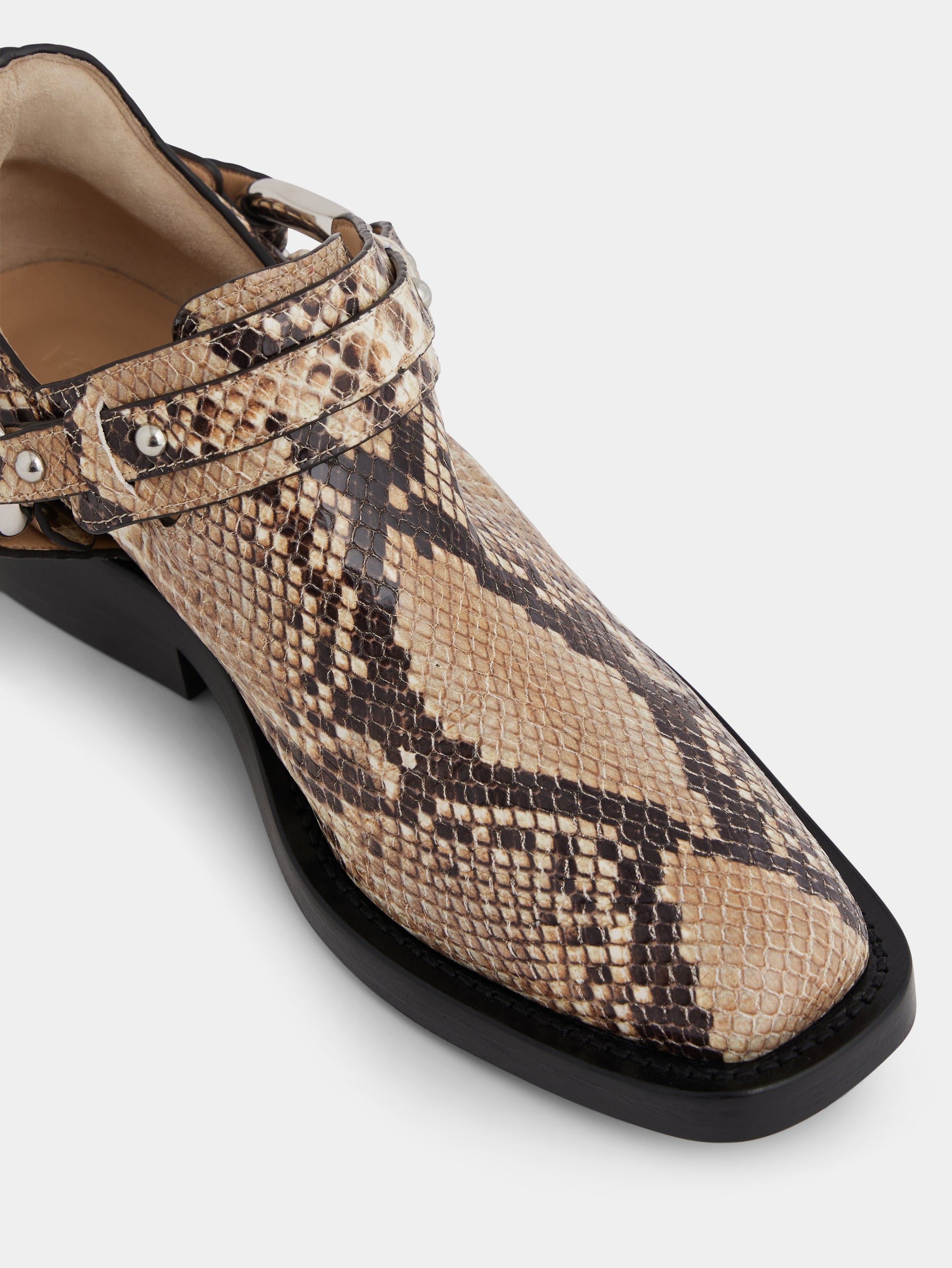 Biker ankle boots in leather snake position 5