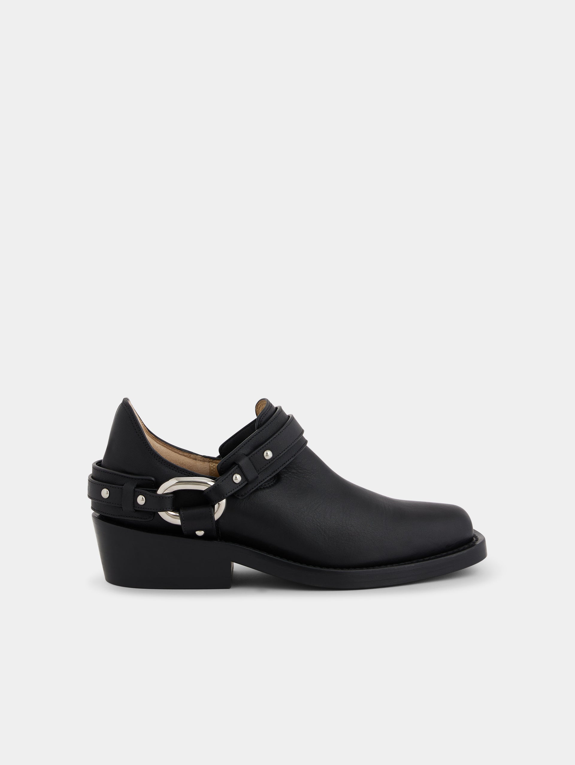 Biker ankle boots in leather black position 1